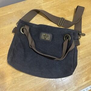 ZEDE Unisex Pont Des Arts‎ Cross Body Bag - Dark Gray Brown Denim 16x13"